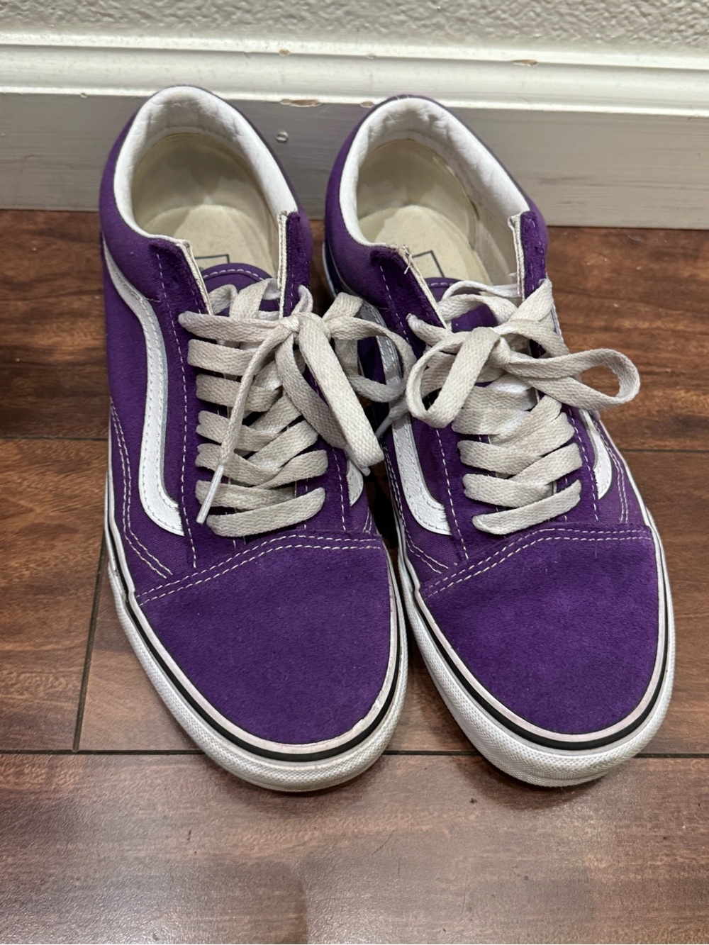 Vans Purple Suede Low-Top Sneakers with White Stripe